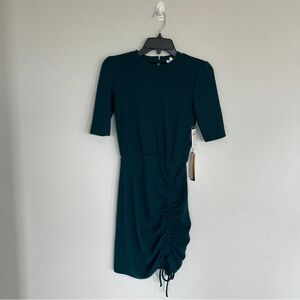 June & Hudson Christmas Emerald Green Dress With Ruched Detail Size XS